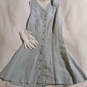 {SOLD} Vintage Light Blue Linen Dress